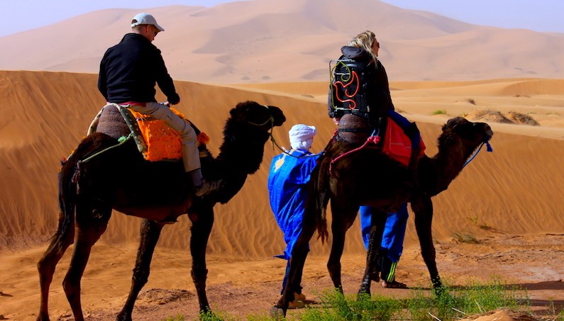 Camel ride in the sahara desert