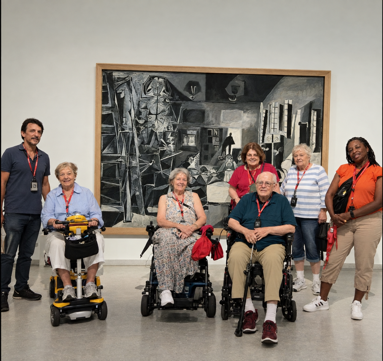 Visitantes com mobilidade reduzida durante visita ao Museu Picasso de Barcelona