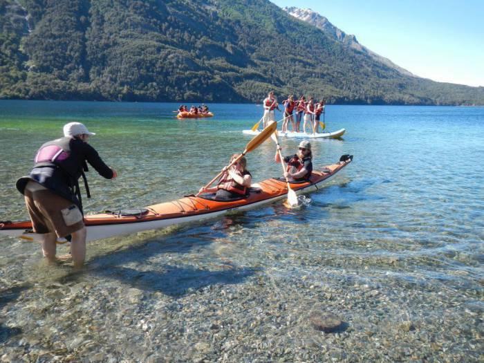 Kayaking in the Andean lakes.